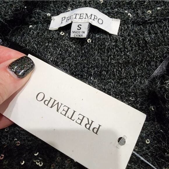 Pretempo black Sequin glittery sweater‎ size small new!!! - Picture 6 of 7
